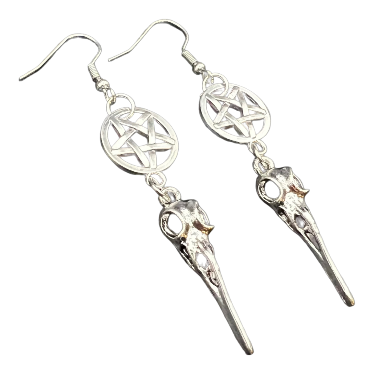 Boucles d'oreilles Pentacle & Corbeau