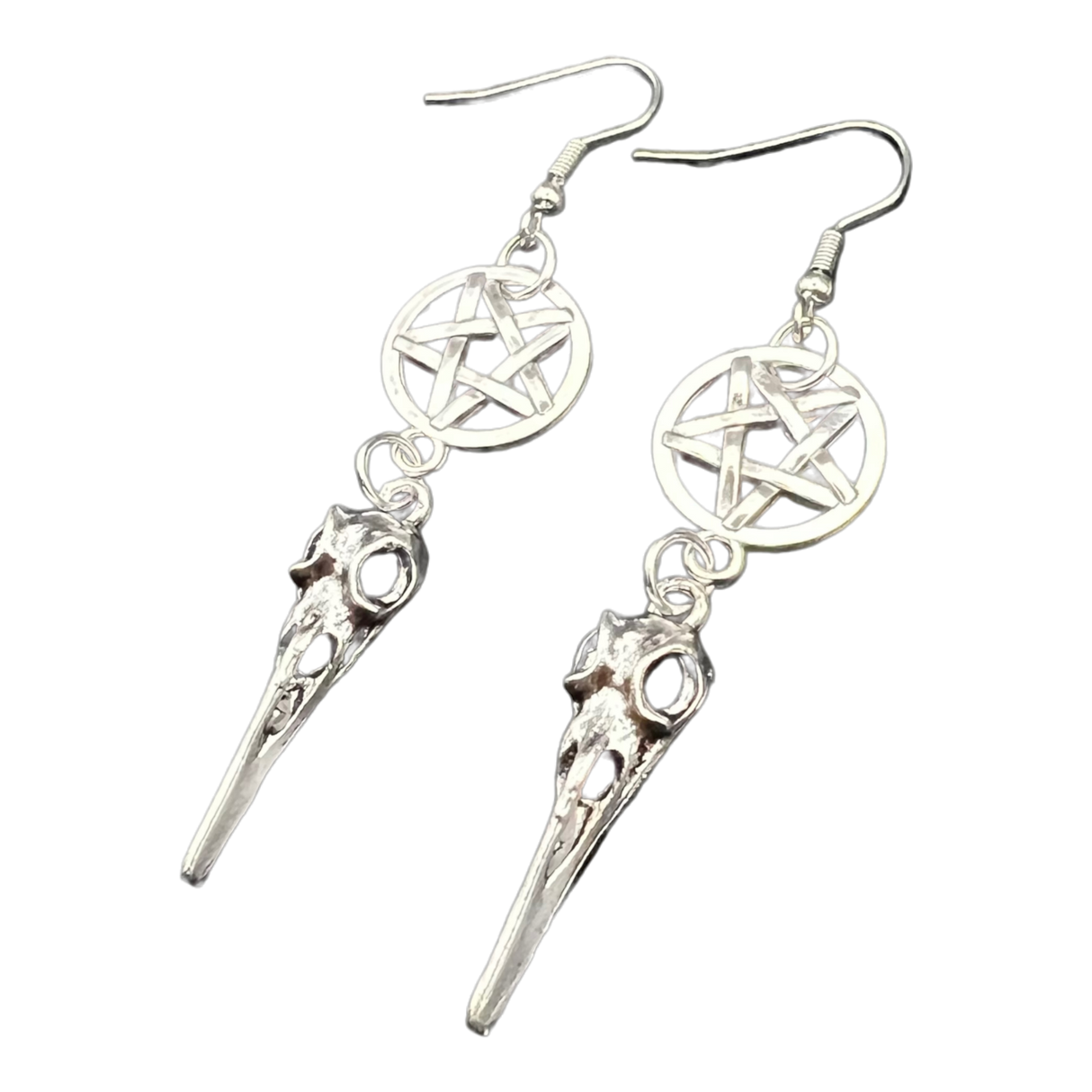 Boucles d'oreilles Pentacle & Corbeau